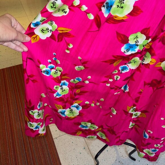 Vintage Womens Dress Size Large Pink Floral A Line Pleated Casual USA - Picture 7 of 7